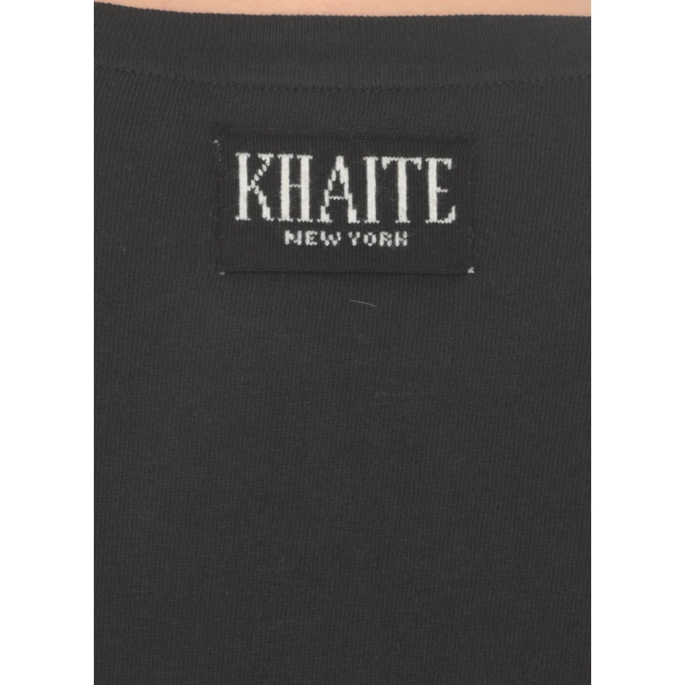 Khaite Zwarte Katoenen T-shirt met Logo Patch Black Dames