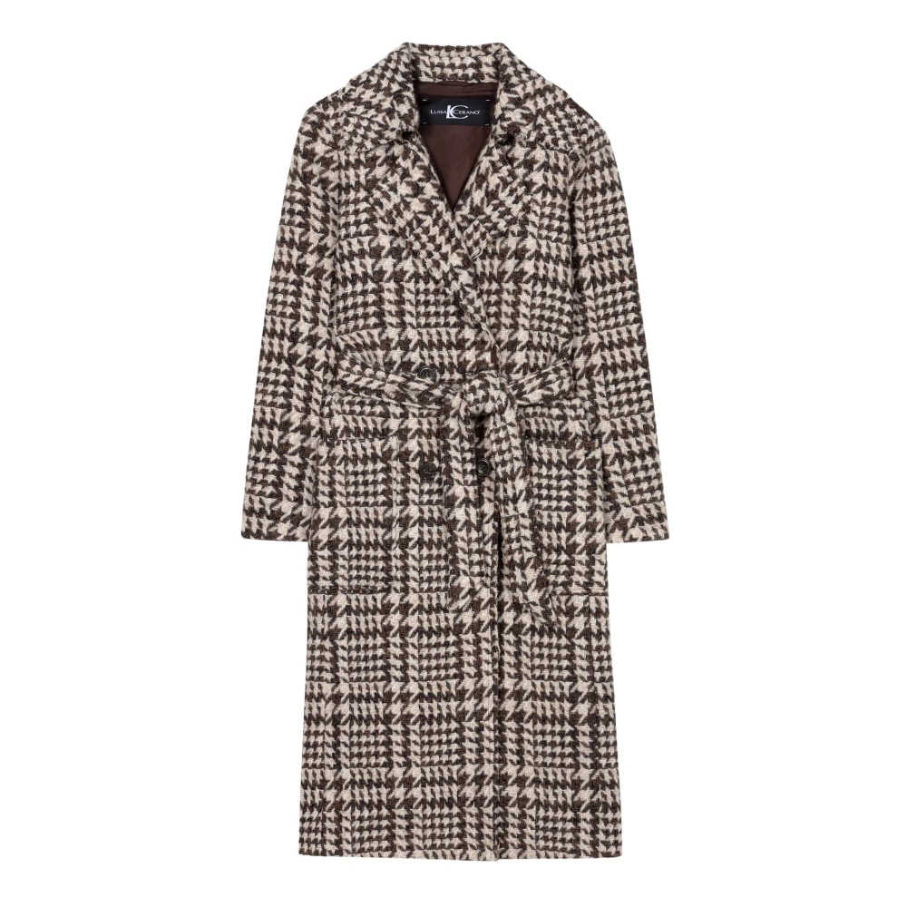 Luisa Cerano Multicolor Belted Coats, Female, S, Long Statement Coat