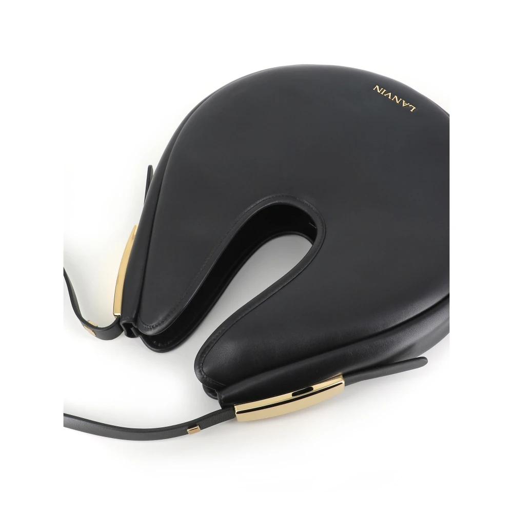 Lanvin Zwarte Leren Druppelvormige Tas Black Dames