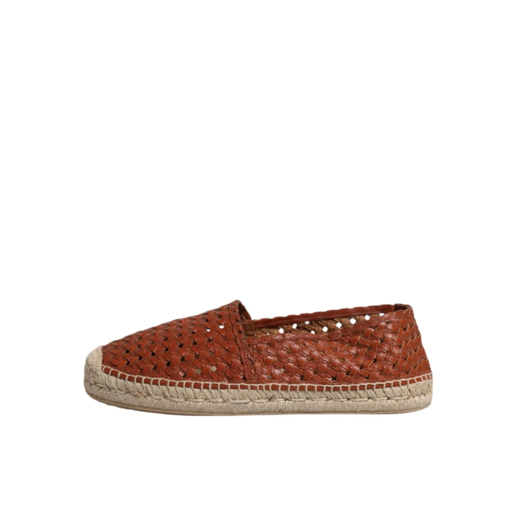 Dolce & Gabbana Mannelijk Bruin Schoenen Heren, 41 Eu, Leer, E Geweven Leren Espadrilles