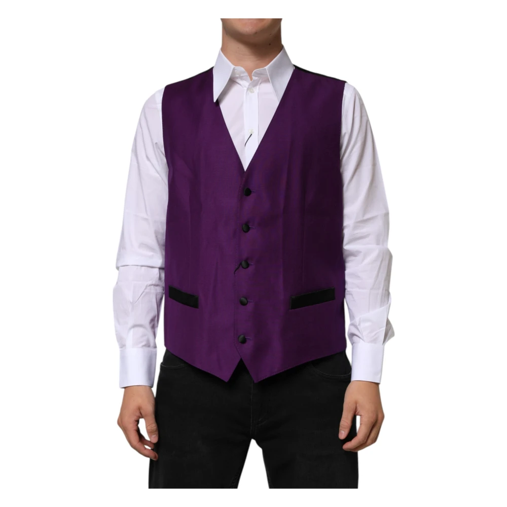 Dolce & Gabbana Mannelijk Purper Paarse Wol Formeel Vest Vest