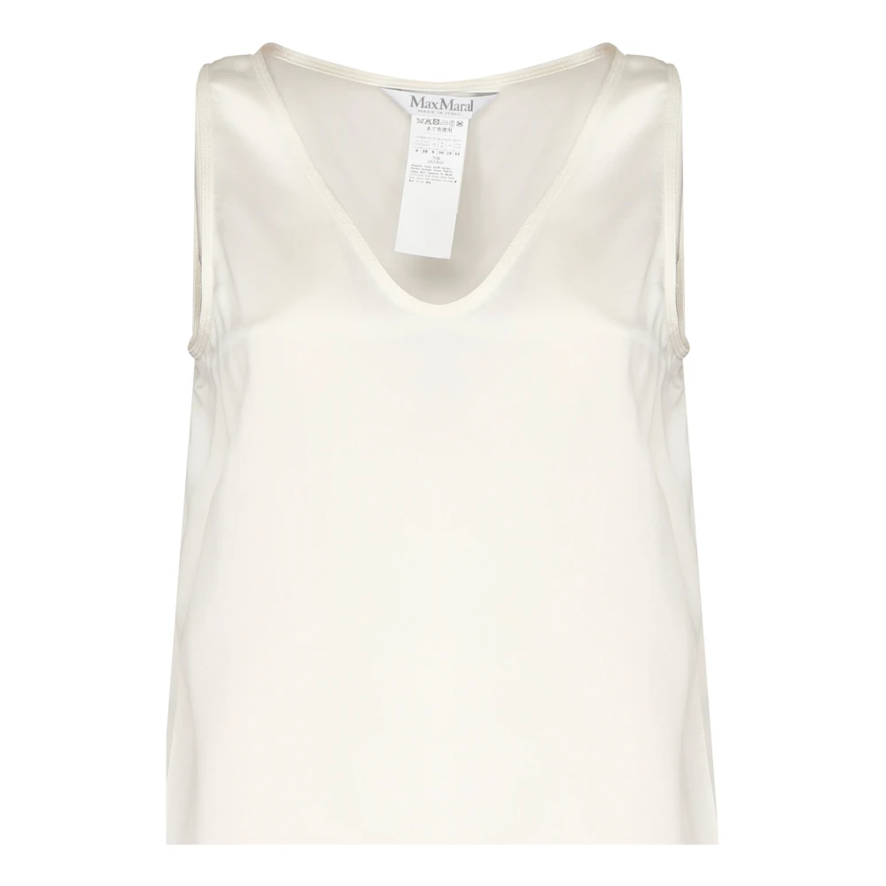 Max Mara Witte Zijden Mouwloze Top met Wijde Halslijn White Dames