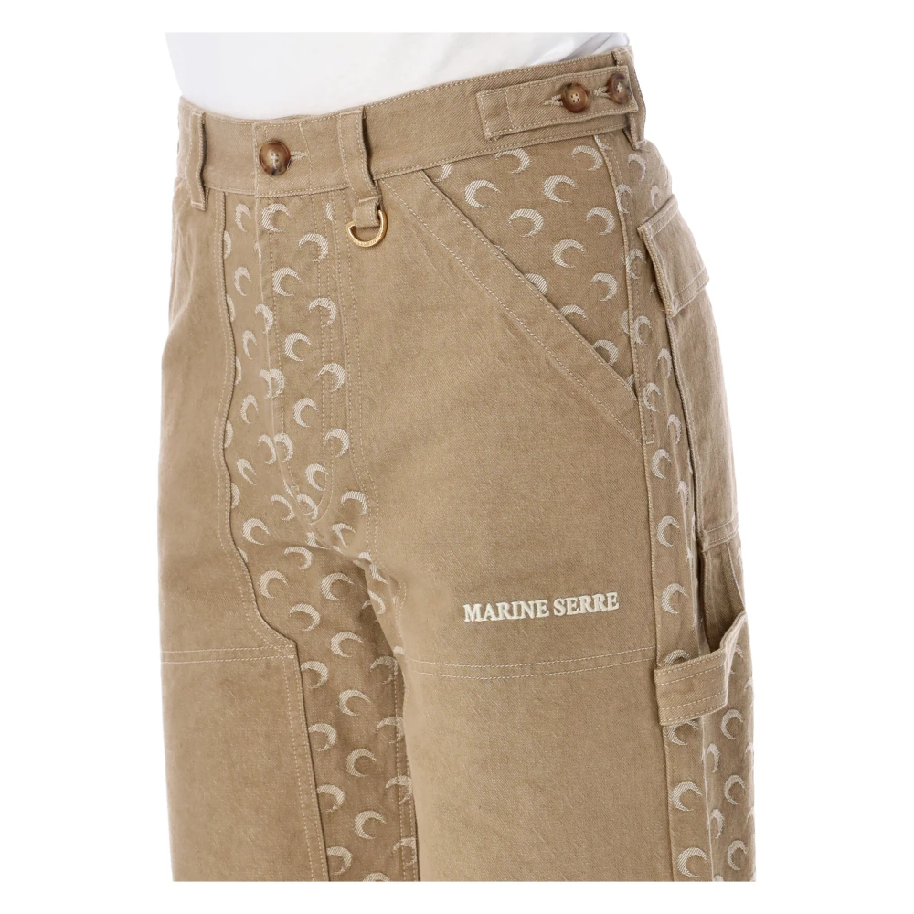 Marine Serre Maan jacquard werkbroek beige Heren