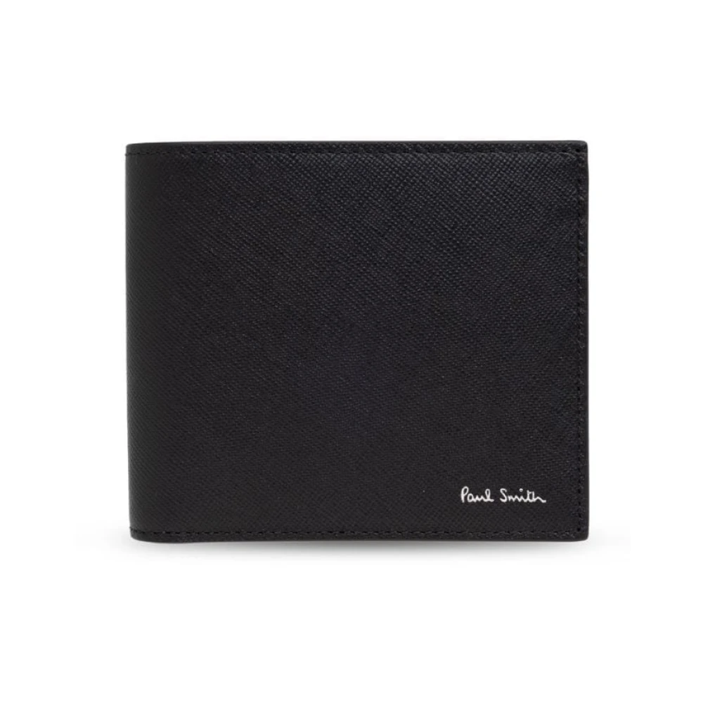 PS By Paul Smith Zwarte Leren Portemonnee Multicolor Print Black Heren