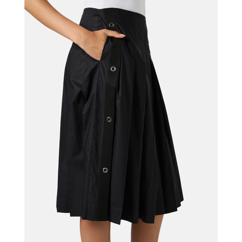 Iceberg Zwarte geplooide rok met norHeren taille in katoenen popeline Black Dames