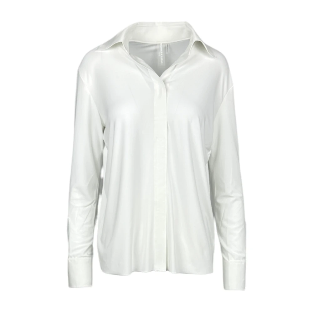 Norma Kamali Witte Polo Shirt met Splitmanchetten White Dames