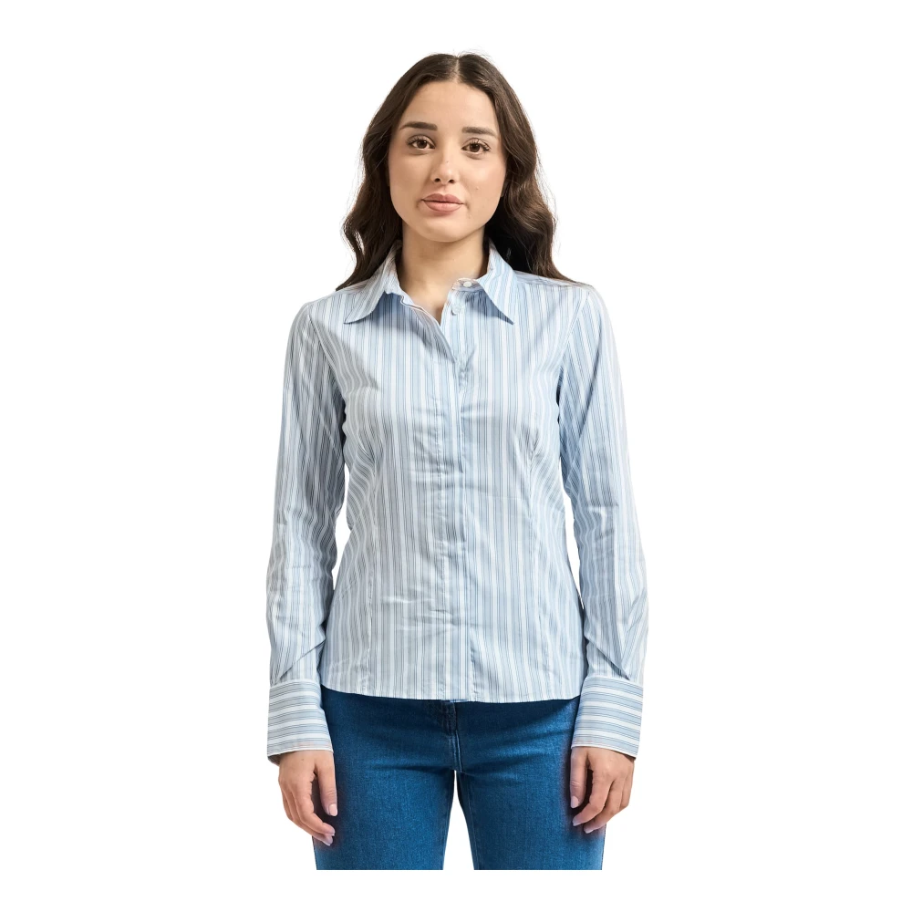 Pennyblack Damen Blau Margaret Slim-Fit Popeline-Hemd