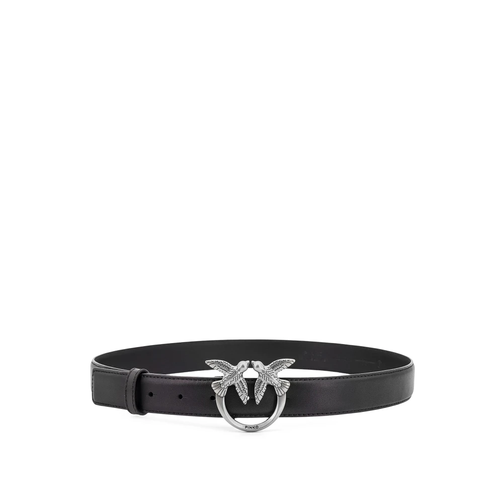 Pinko Women's Black Belts, L, Love Birds Metal Buckle Belt