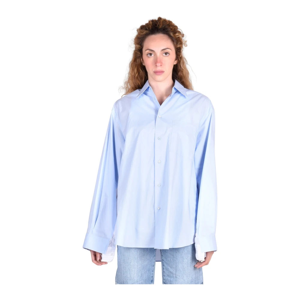 MM6 Maison Margiela Lichtblauwe Overhemden met 3 5 cm Hak Blue Dames