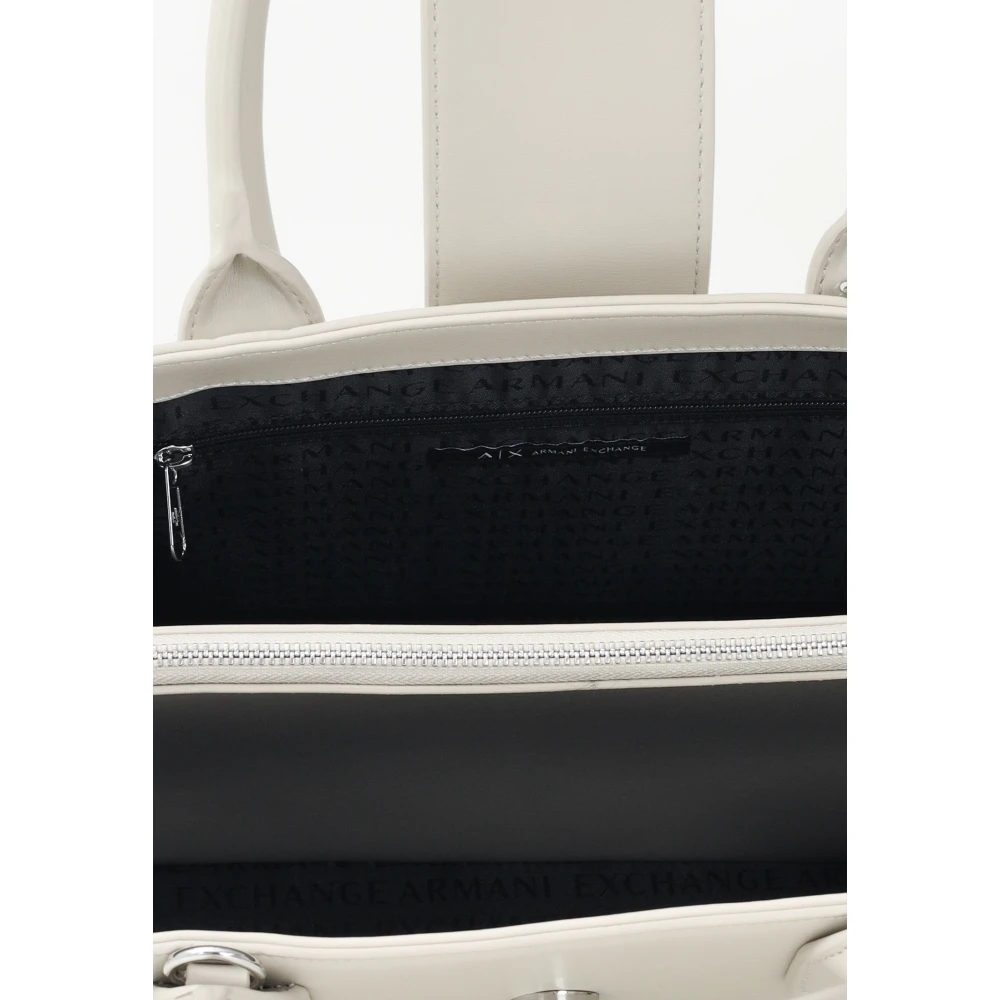 Armani Exchange Beige Shopper Tas Lente Zomer Collectie White Dames