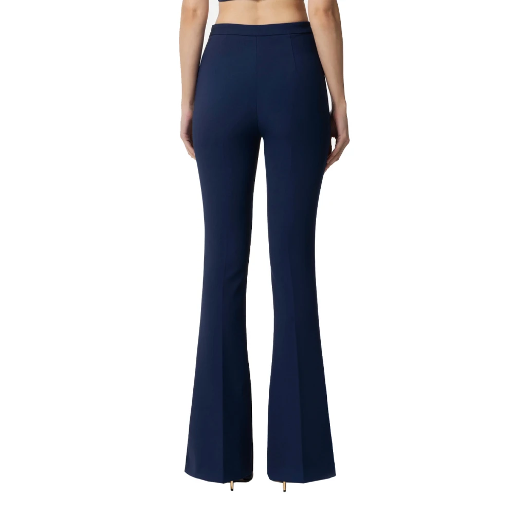 Elisabetta Franchi Wijde Polyester Broek Blue Dames