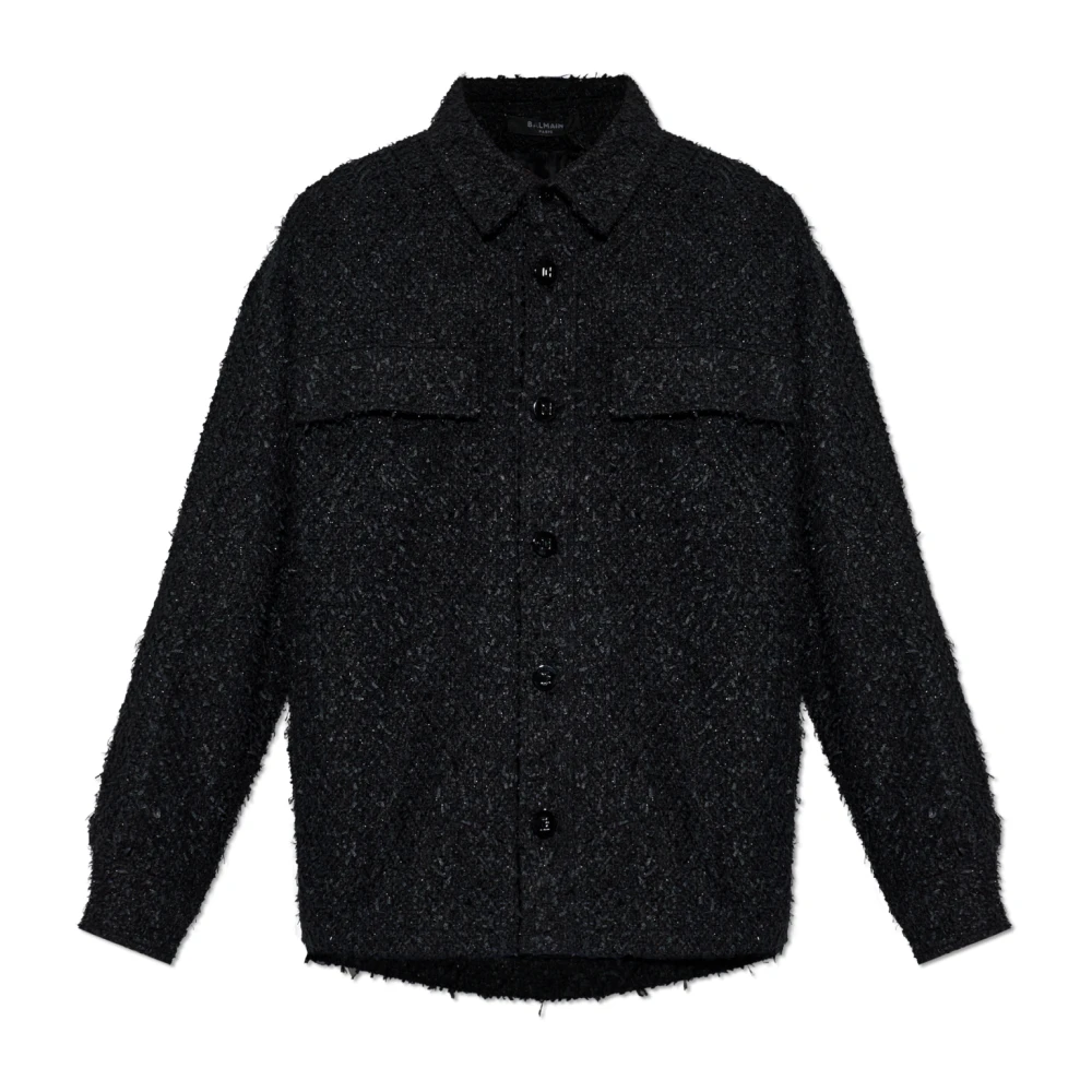 Balmain Uomo Nero - Giacca In Tweed Con Filo Di Lurex - Jackets - 2XL