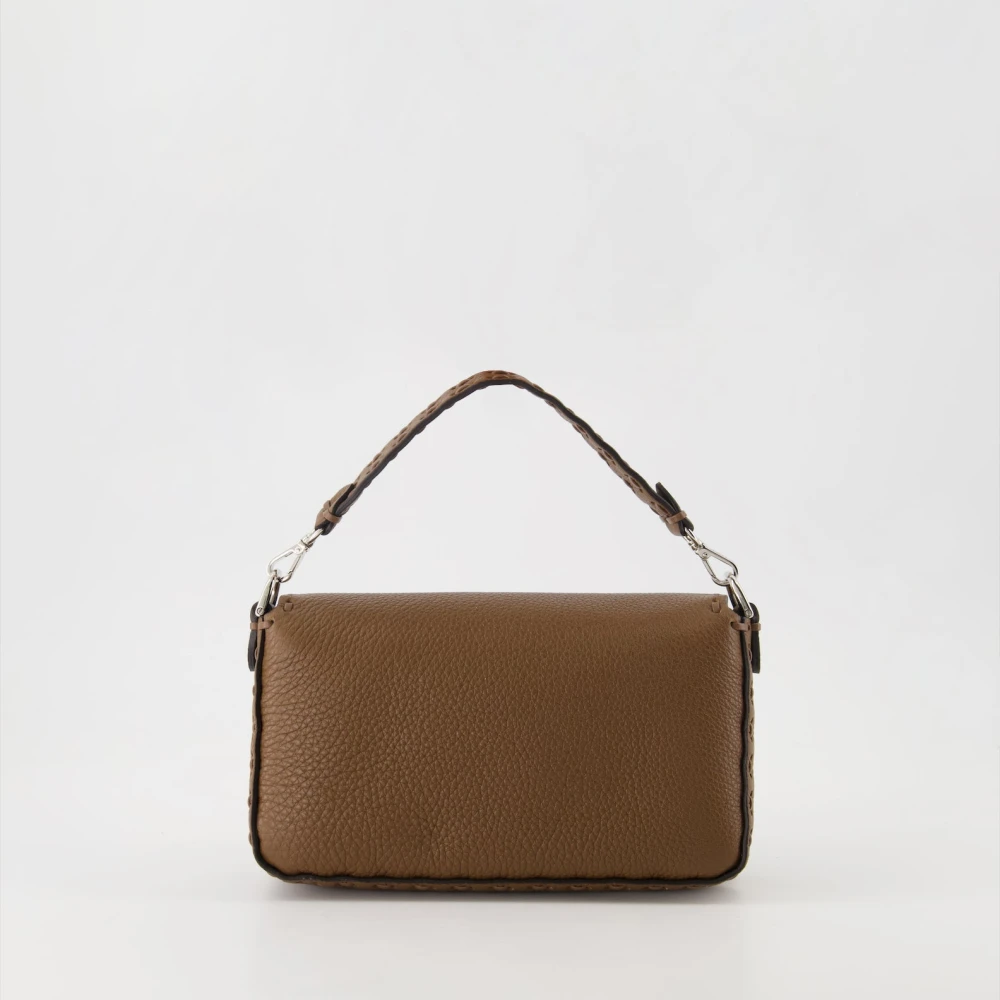 Fendi Grained Leather Baguette with Removable Strap Brown Dames