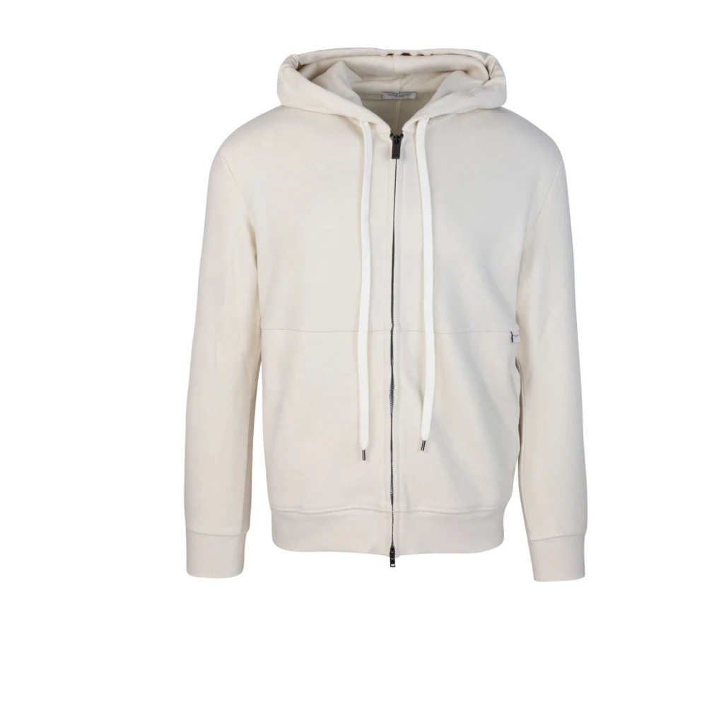 Paolo Pecora Witte Hoodie Met Rits Regular Fit Sweater White Heren