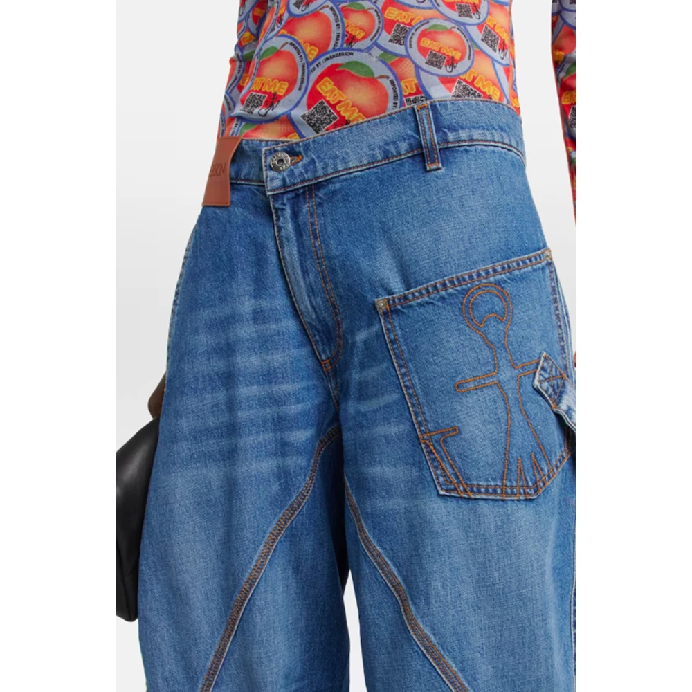 JW Anderson Geborduurd Logo Denim Jeans Blue Dames