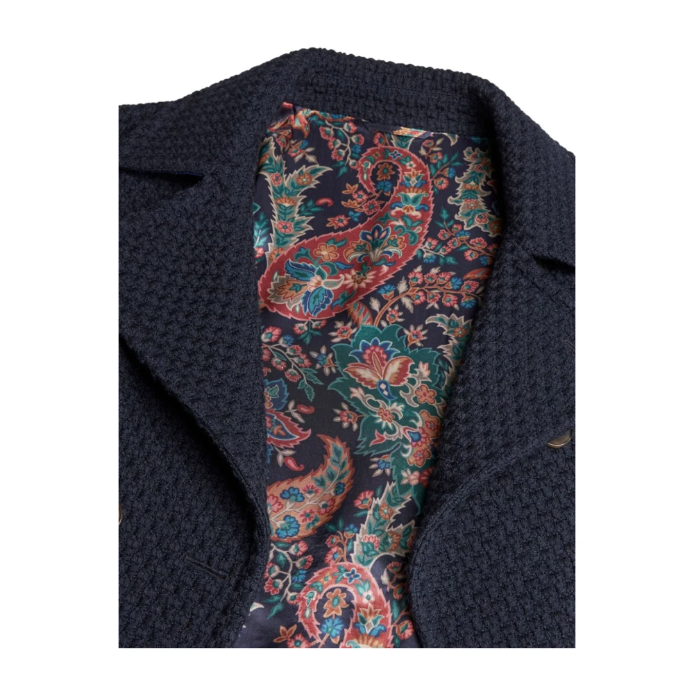 ETRO Middernachtblauwe Wol Double-Breasted Jas Blue Heren