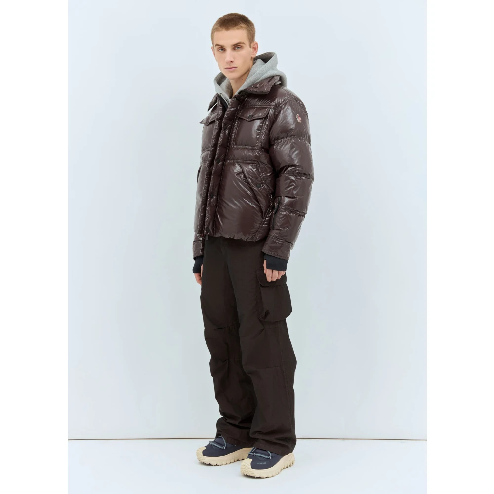Moncler Glanzende Finish Overhemdjasje met Logo Brown Heren