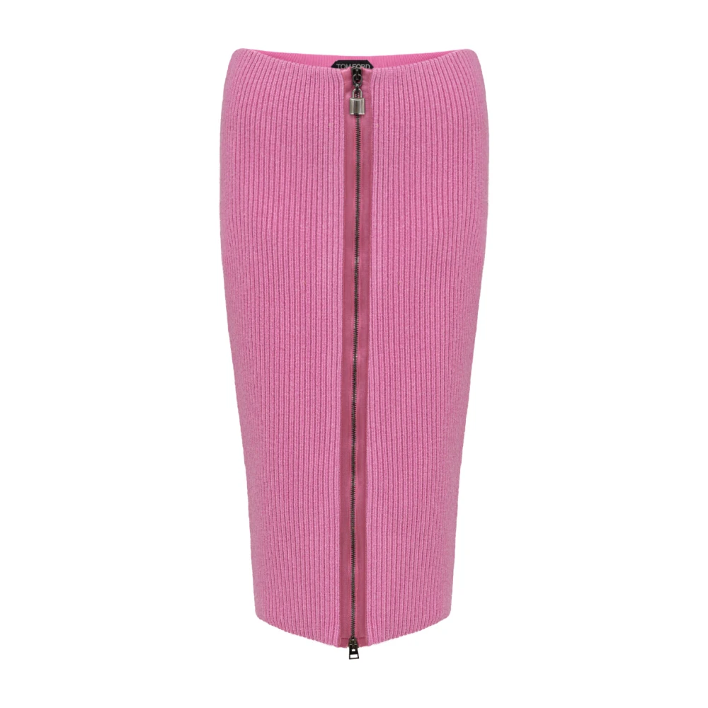 Tom Ford Women's Pink Knit Pencil Skirt With Zip