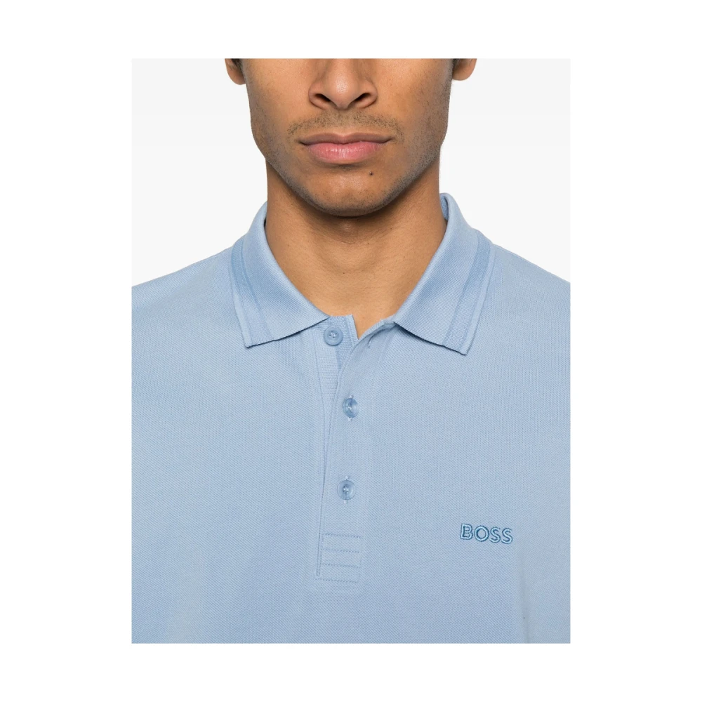 Hugo Boss Korenbloemblauwe Button-Up Sweater Blue Heren