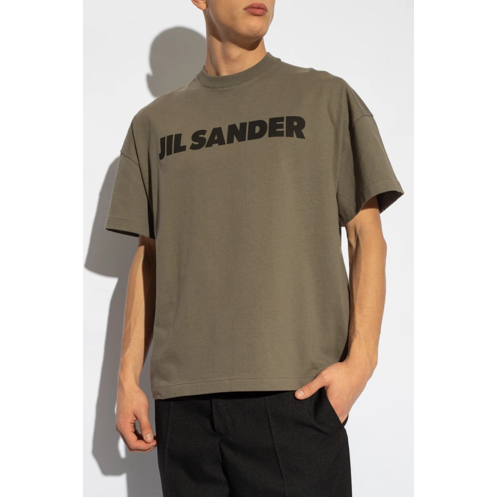 Jil Sander T-shirt met logo Green Heren