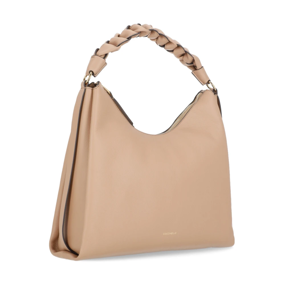 Coccinelle Bruine leren handtas met geweven handvat Brown Dames