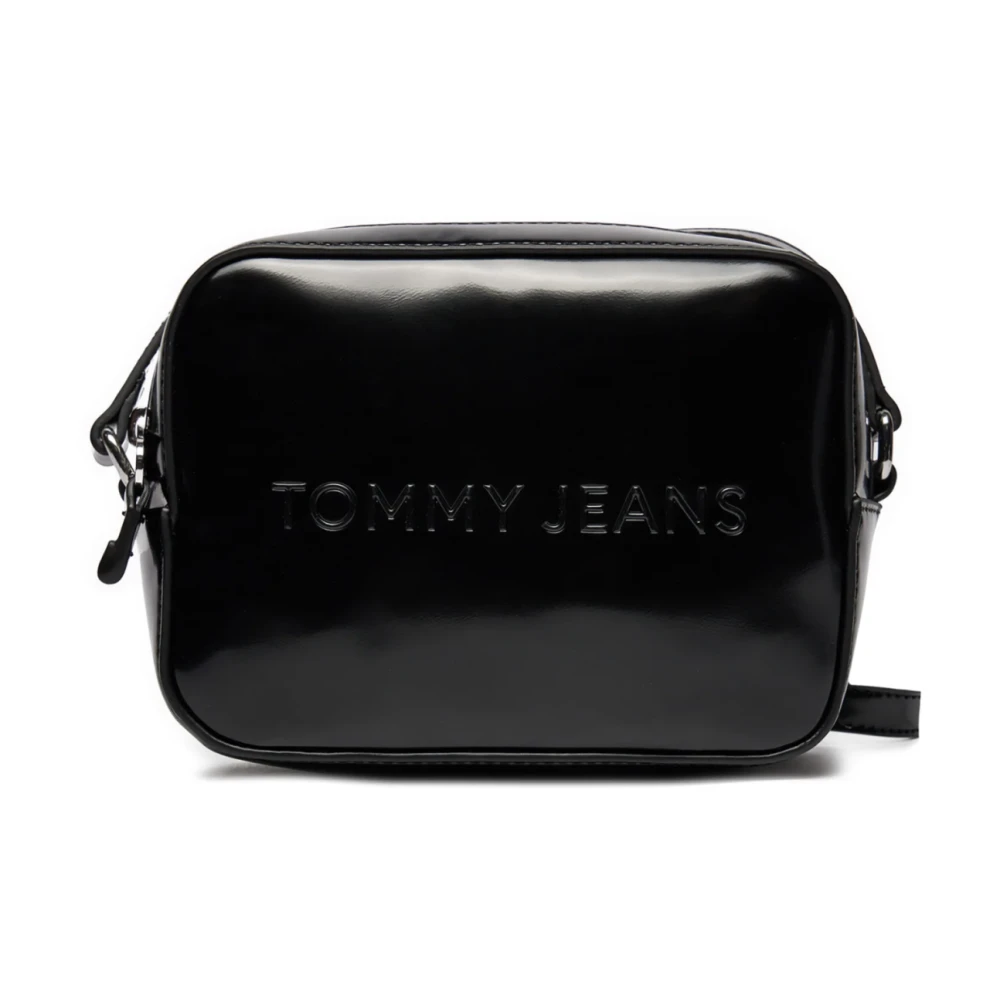 Tommy Jeans Zwarte PU Leren Schoudertas Black Dames