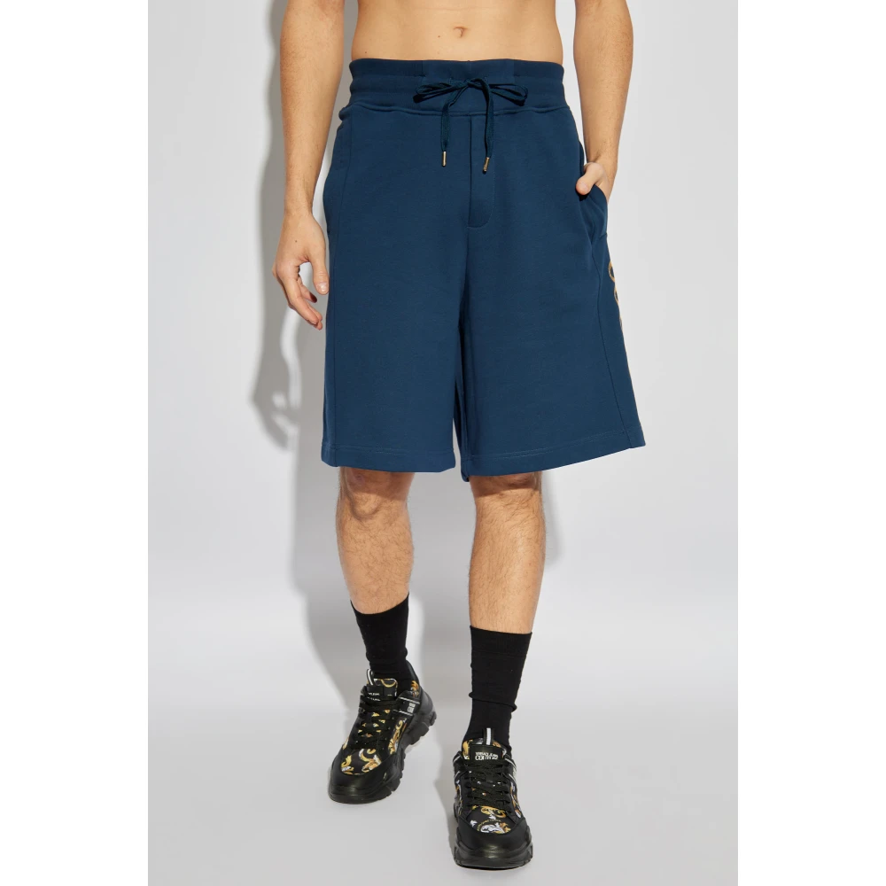 Versace Jeans Couture Shorts met bedrukt logo Blue Heren
