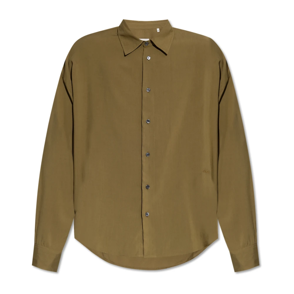 Ami Paris Unisex Grön Skjortor 3XS, Skjorta Med Logotyp