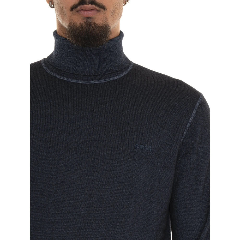 Boss Turtleneck gebreide trui Blue Heren