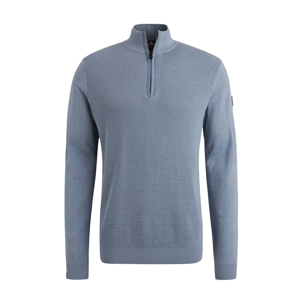 Vanguard Half Zip Katoen Modal Mouli Pullover Blue Heren