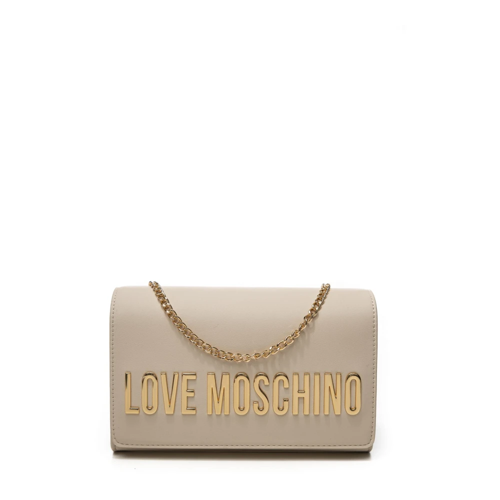 Love Moschino Kleine Graanzak met Gouden Logo Beige Dames