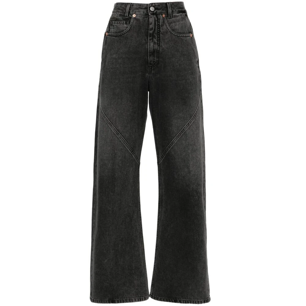 MM6 Maison Margiela Zwarte Wijde Pijp Denim Jeans Black Dames