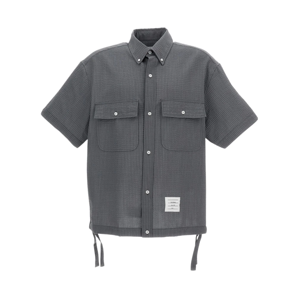 Thom Browne Men's Gray Short Sleeve Shirts, M, Short-Sleeve Oversize Shirt