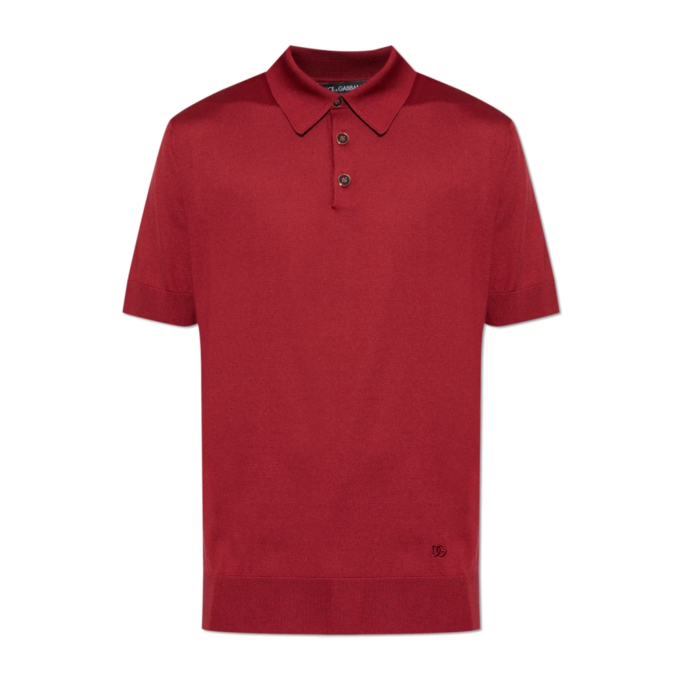 Dolce & Gabbana Mannelijk Rood Tops Heren, S, Zijden Polo Shirt