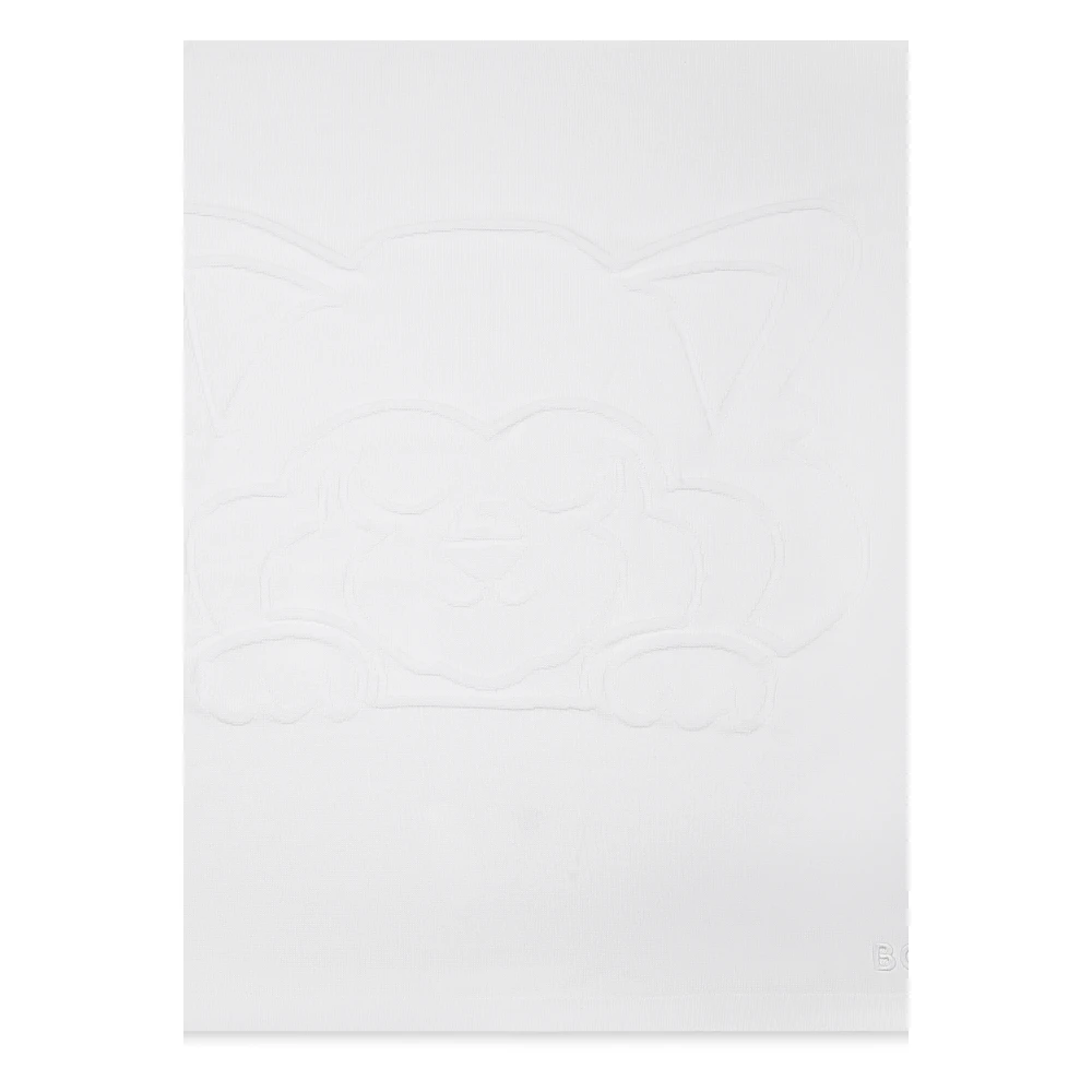 Hugo Boss Gebreid Wit Deken met Panda Logo White Unisex