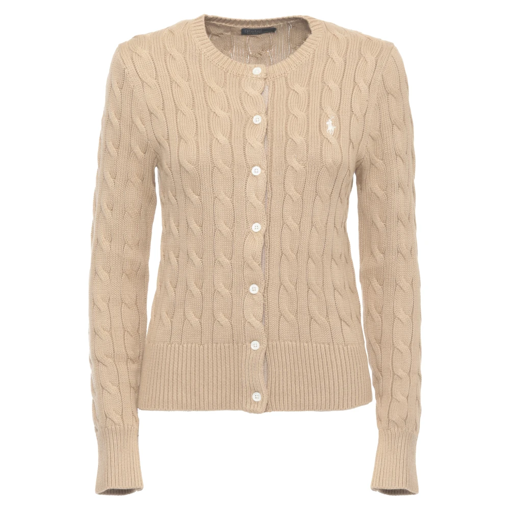 Ralph Lauren Damen Beige Baumwoll-Zopfstrick-Cardigan