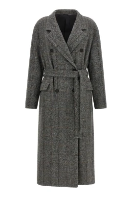 Techno Alpaca Check Tweed Coat