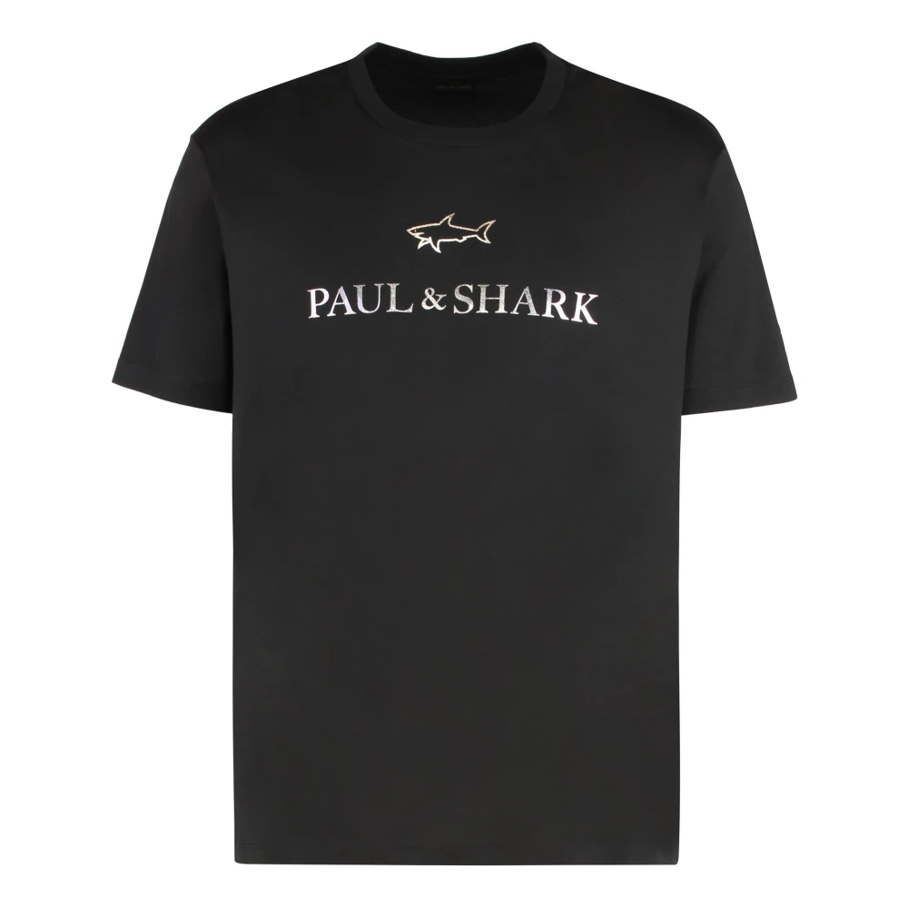 Paul & Shark Black T-Shirts, Male, 2XL, T-Shirt In Cotton Jersey With Logo Print