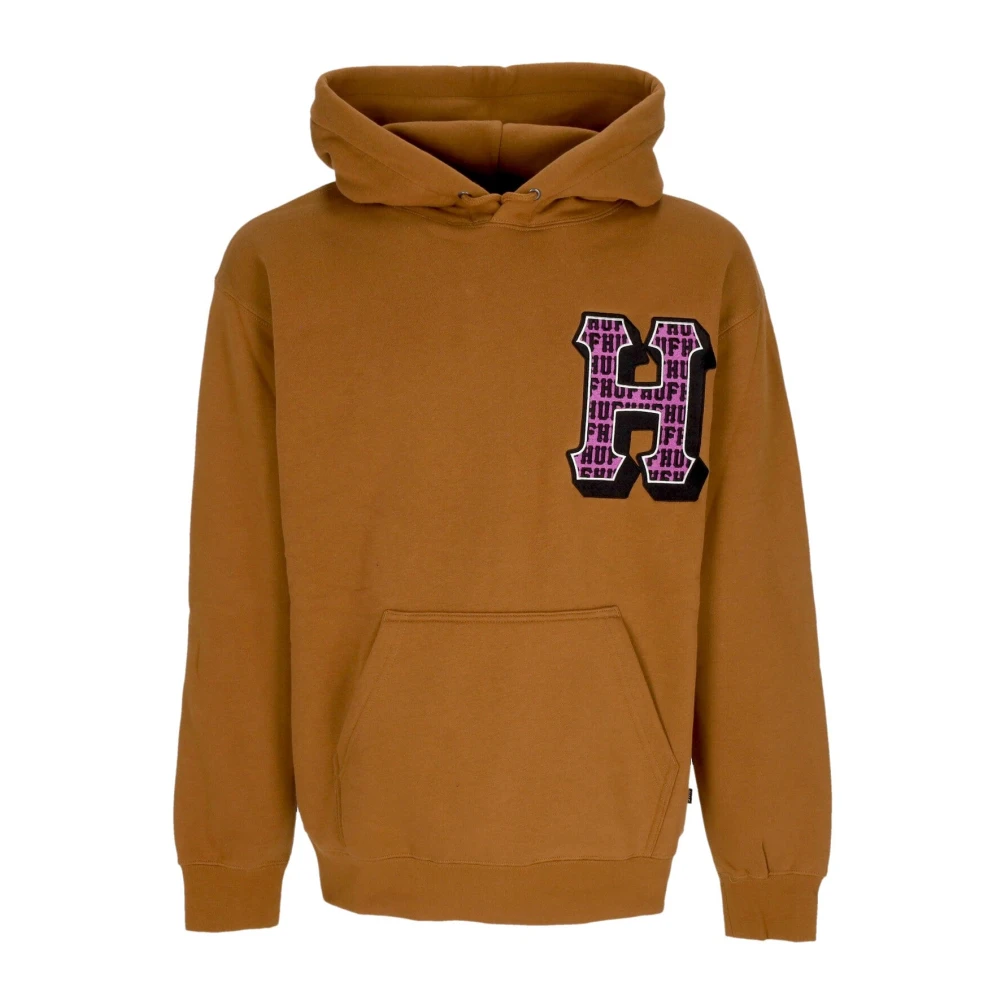 HUF Fleece gevoerde hoodie met logopatch Brown Heren
