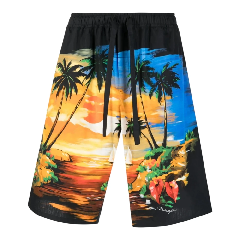 Dolce & Gabbana Boys Multicolor Shorts,, Black Bermuda Shorts Size 6 Y