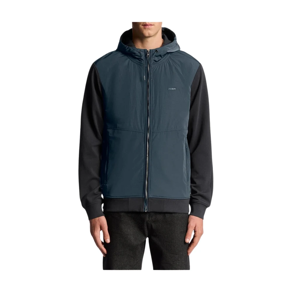 Lyle & Scott Men's Blue Half Raglan Hybrid Hoodie - Light Jackets - L - Jackets