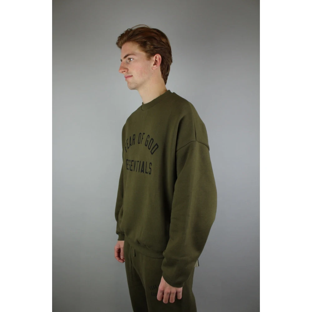 Fear Of God Olijf Fleece Crewneck Eigentijdse Stijl Green Heren
