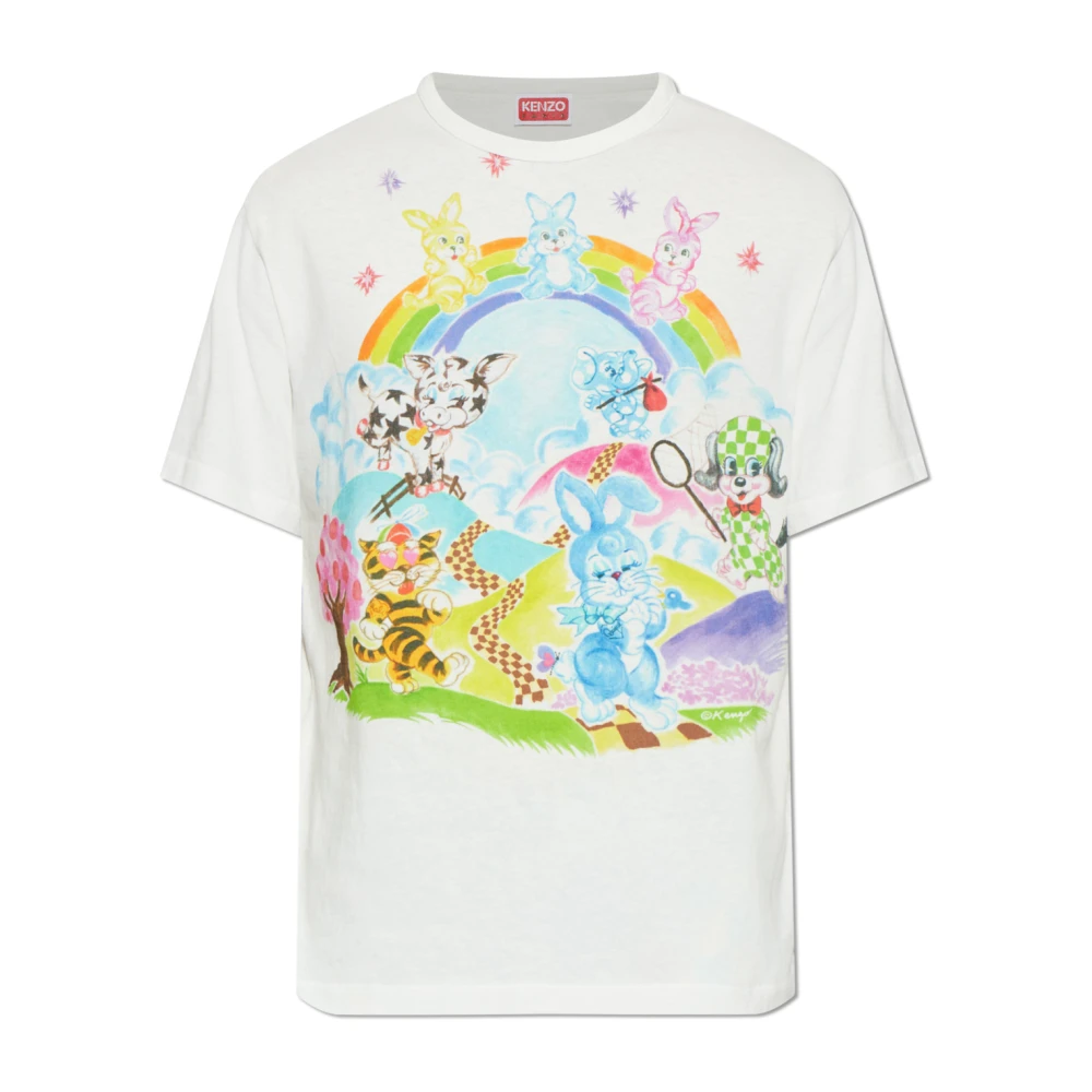 Kenzo Vit Tryckt T-Shirt