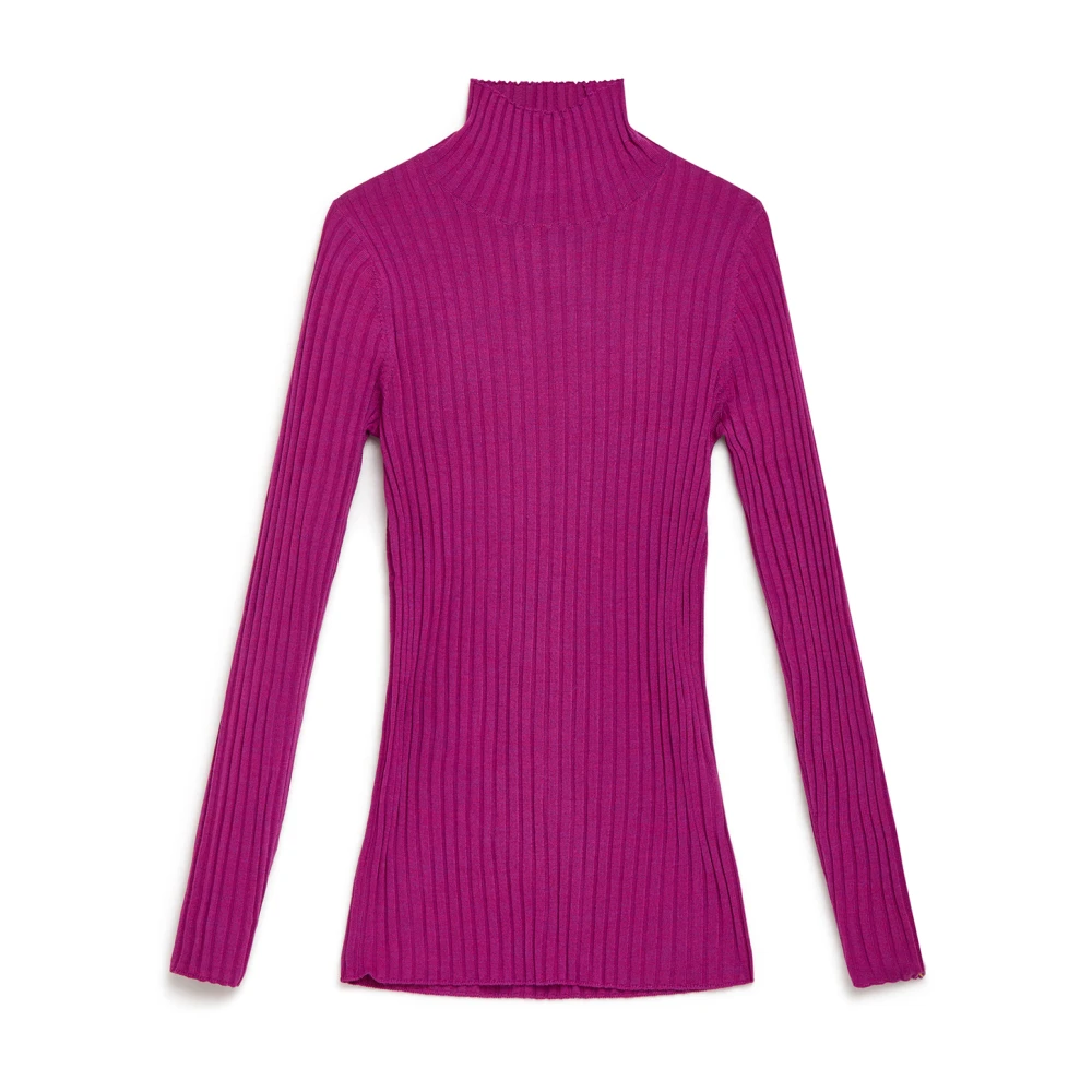 Maliparmi Ribbed Blend Sweater Pink Dames