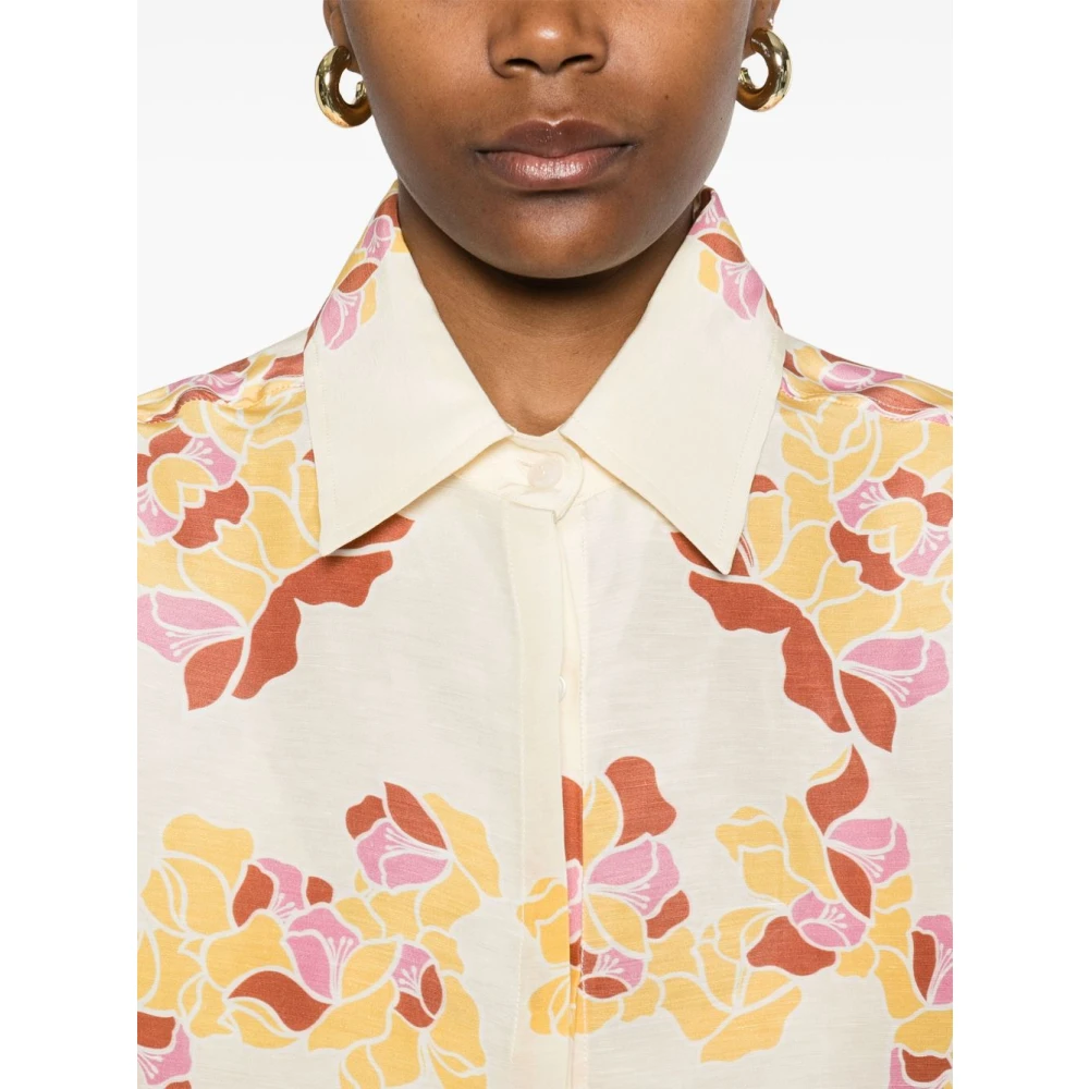 Raquel Diniz Bahia Flared Linnen Shirt Ivoor Print Multicolor Dames