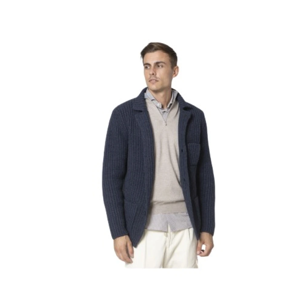Gran Sasso Men's Blue Cardigans,, Navy Knit Cardigan With Button Closure Medium