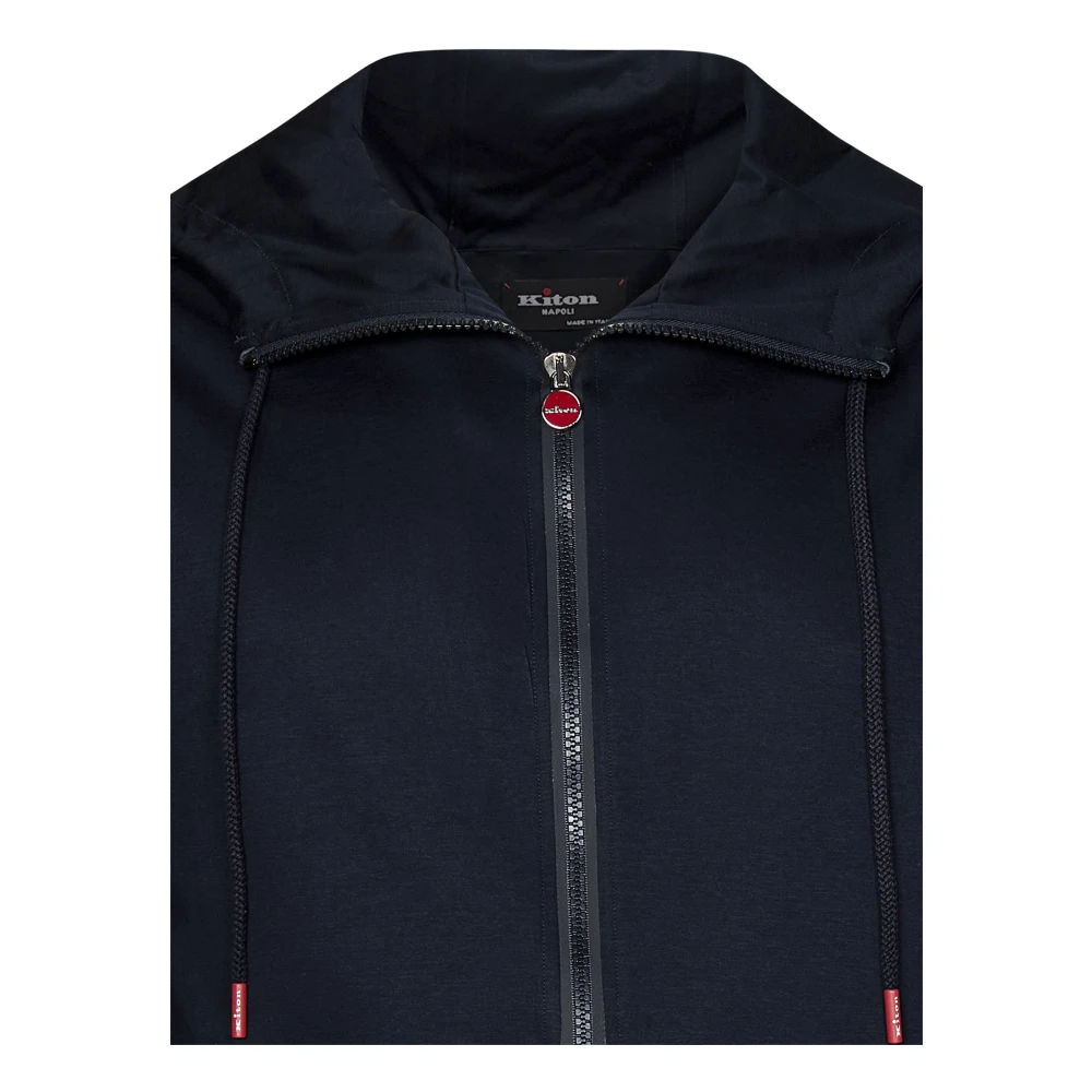Kiton Navy Blauwe Katoenen Hoodie Blue Heren