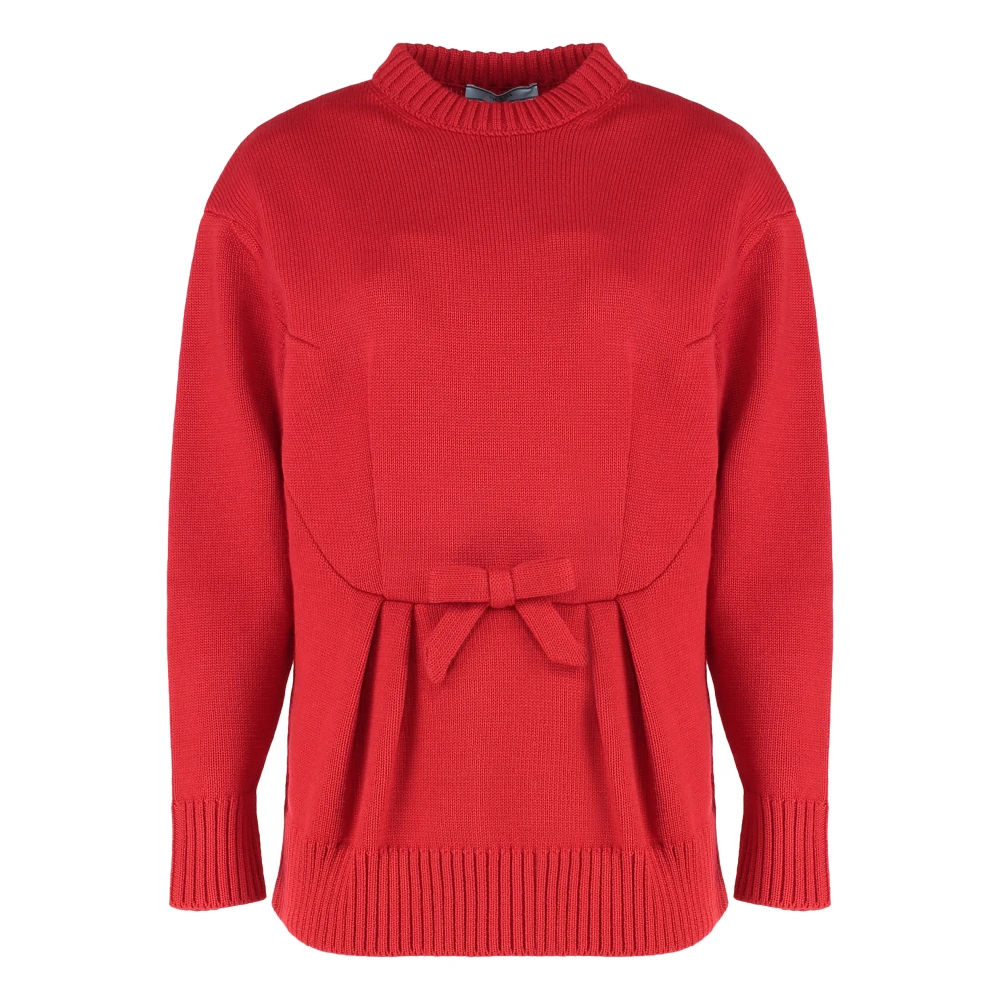 Prada Round Neck Jumper - Female - Round-Neck Knitwear - Red - Xs - Knitwear