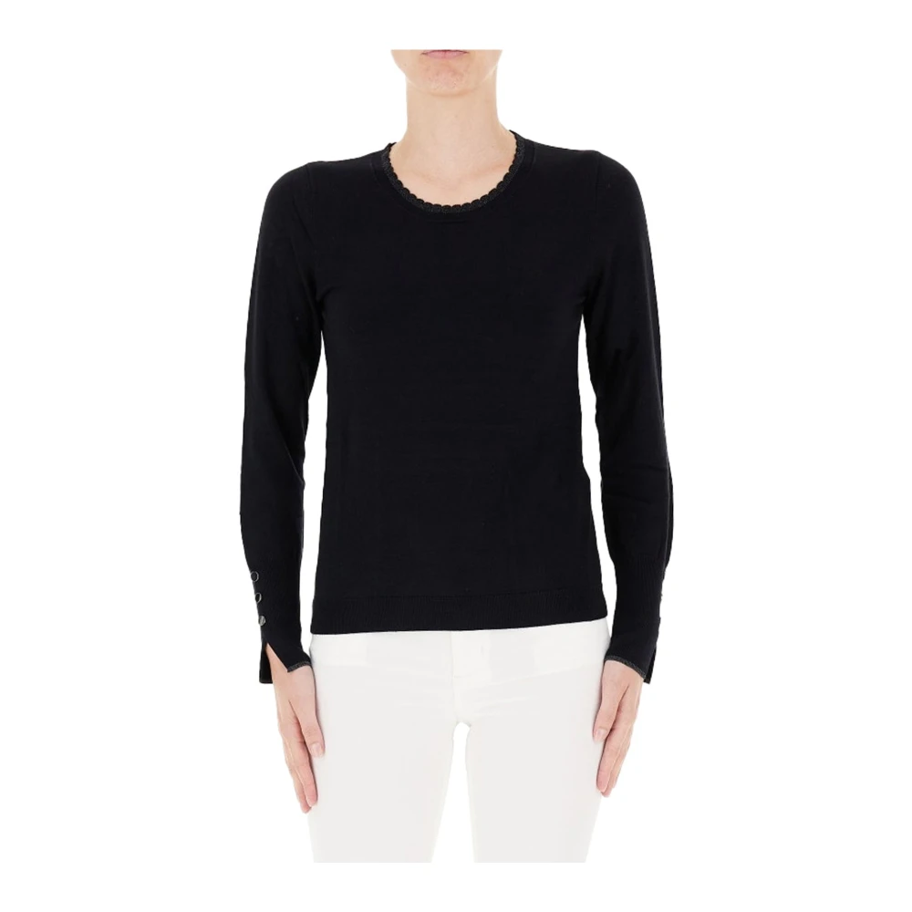 Liu Jo Geribbelde trui met ronde hals Black Dames
