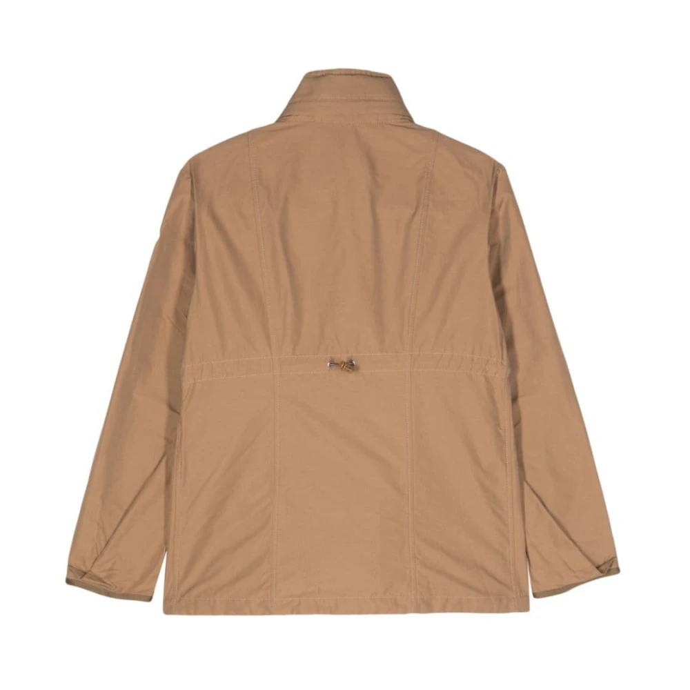 Moncler Beige Katoenen Jas met Logopatch Beige Dames